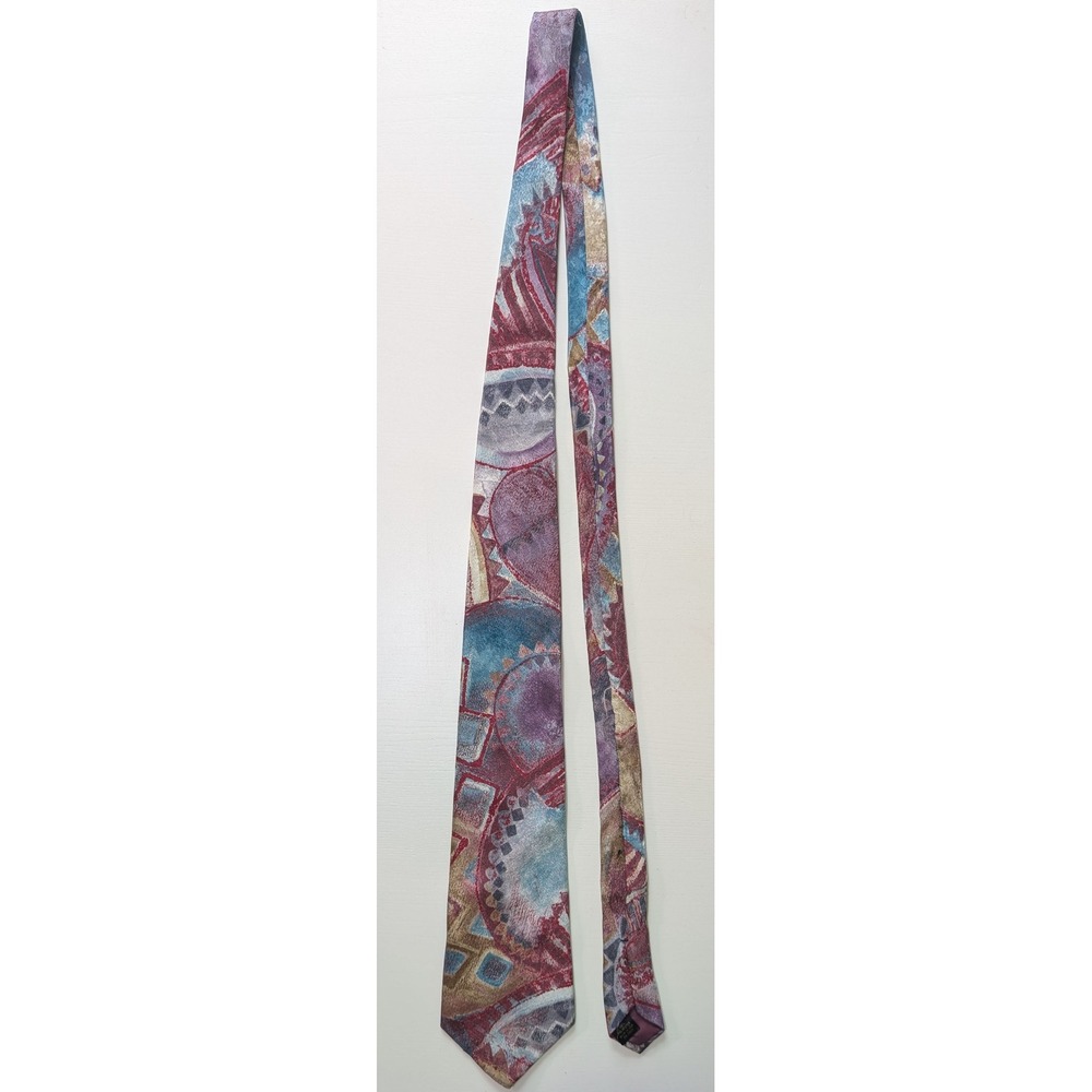 Vintage Editions by Van Heusen Mens Abstract Geometric Silk Blend Tie Burgundy